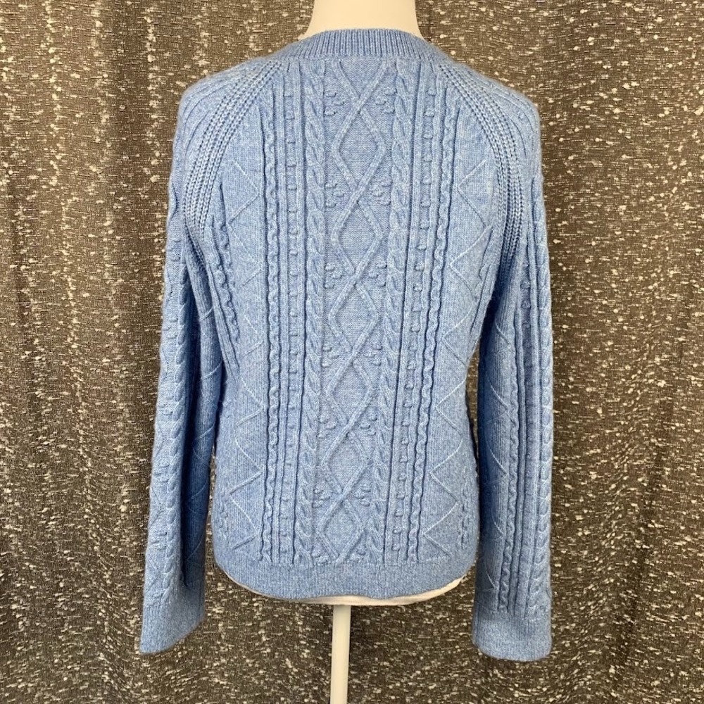 Talbots‎ Blue Crystal Beaded Crewneck Cardigan Knit Preppy Chic Women's L - Picture 5 of 8